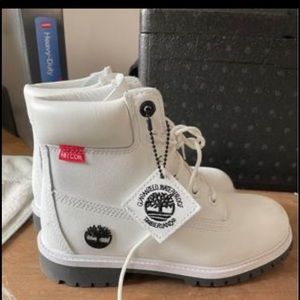 Brand new size 4 big kids White timberlands